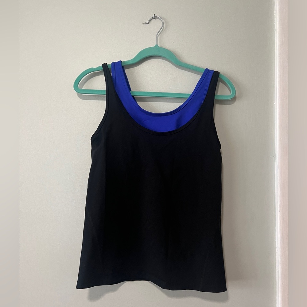 GapBody Fit Layered Tank Top Women‎ Medium Black Blue Gym